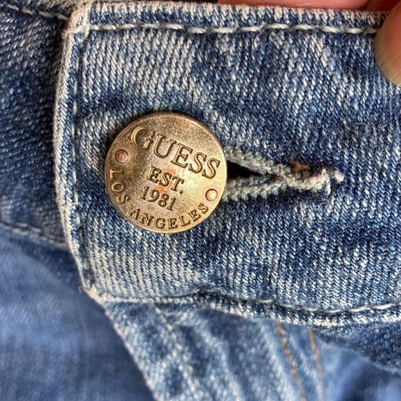Guess Denim Raw Hem Embellished High Rise Jean Shorts Size 30 - Picture 3 of 11